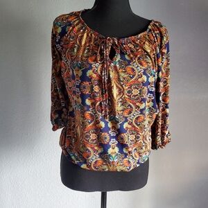 Star Vixen Paisley Pattern Blouse Size Small
